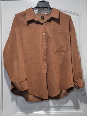 SHEIN Rust Brown Women's Button-Down Shirt